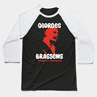 Georges Brassens Tribute Design - Poesie et Chansons Baseball T-Shirt